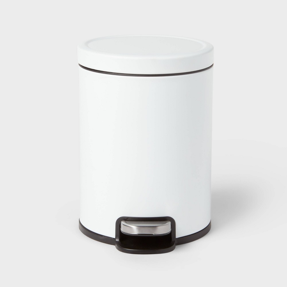 5L Round Step Trash Can White - Brightroom™: Stainless Steel, Bathroom Trash Can with Lid, Indoor Use