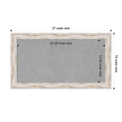 Alexandria Whitewash Wood Framed Magnetic Bulletin Board 27 x 15 in.