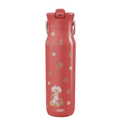 Zak Designs 32oz Strawberry Shortcake Stainless Steel Vacuum Insulated Water Bottle with Straw Lid Berry Red