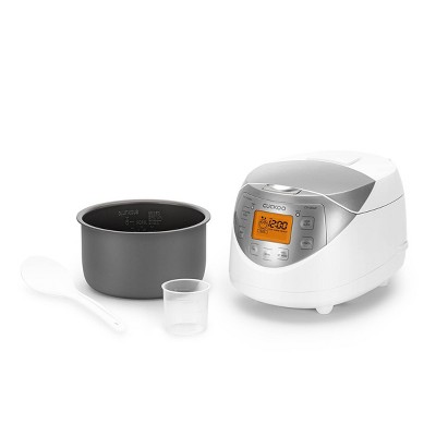 CUCKOO 6-Cup White and Silver Electric Micom Rice Cooker with Nonstick Pot