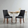 Set of 2 Upholstered Dining Chairs with High Backrest, Rayon Cloth Flocking Linen, Foam Cushion, and Curved Solid Wood Legs for Dining Room - 2 of 4