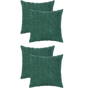 Unique Bargains Decorative Corduroy Solid Modern Throw Pillow Covers Set 4 Pcs - 1 of 4