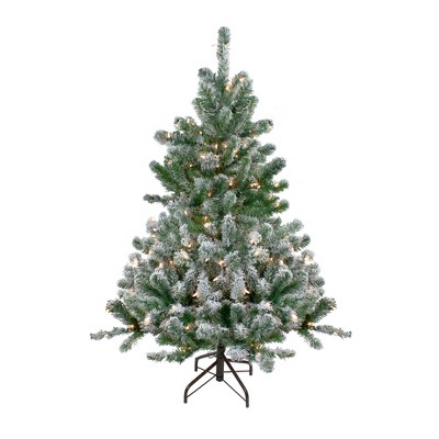 Northlight 4.5 Prelit Artificial Christmas Tree Flocked Natural Emerald - Warm Clear Lights