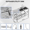 GustoWave Stainless Steel Kitchen Sink, Double Bowl Utility Sink with Faucet and Storage Shelves - 2 of 4