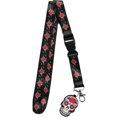 Flower Sugar Skull, Day of the Dead Celebration - Retractable Badge Holder  - Badge Reel - Lanyards - Stethoscope Tag – Butch's Badges