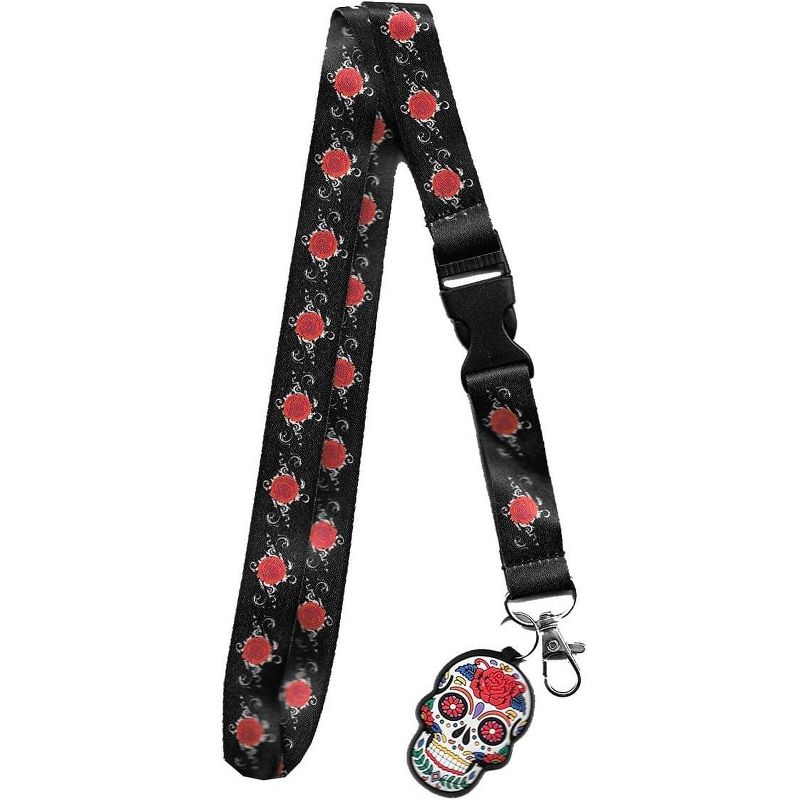 Just Funky Day of the Dead Sugar Skull Charm Lanyard, 1 of 2