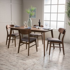 GDFStudio Balfern 5 Pieces Mid Century Modern Upholstered Wood Dining Set - 1 of 4