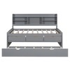 NicBex Full Size Platform Bed Modern Pine Bed Frame with Trundle, Open Storage Bookshelves and 3 Drawers for Bedroom, No Box Spring Required - 4 of 4
