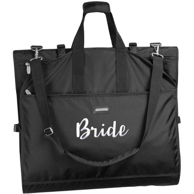 WallyBags 66" Premium Tri-Fold Carry On Destination Wedding Gown Travel Bag with multiple pockets and shoulder strap