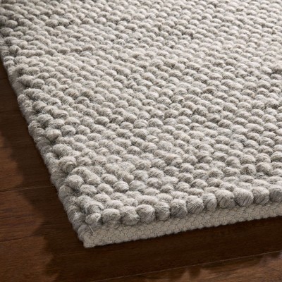 Handcrafted Beige Wool Rectangular Area Rug 5' x 7'