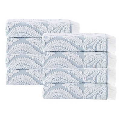 8pc Laina Turkish Cotton Hand Towel Set Turquoise - Enchante Home
