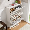 KTMBDW Shoes Storage Cabinet with 3 Flip Drawers, Freestanding Shoe Organizer with Legs, Narrow Shoe Rack Cabinet, Shoe Cabinet for Entryway, White - 3 of 4