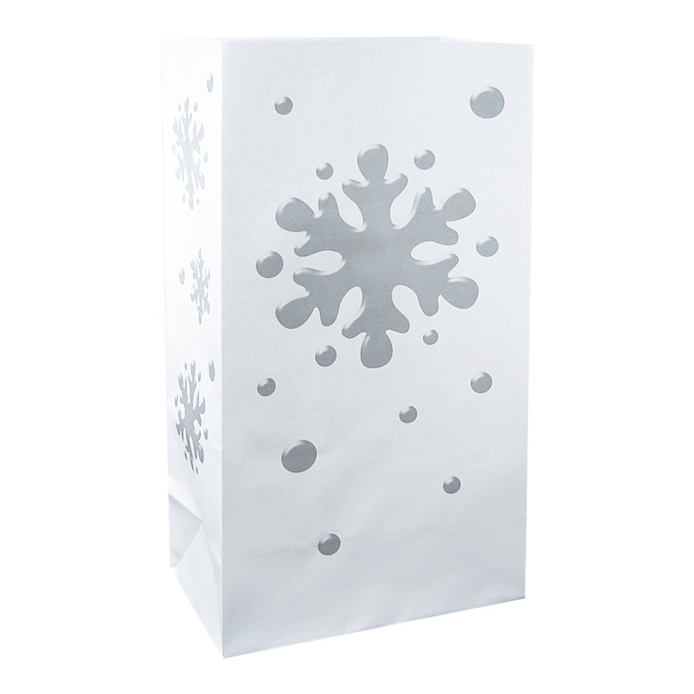 Photos - Floodlight / Street Light 24ct Paper Luminaria Bags "Snowflake" Silver - LumaBase