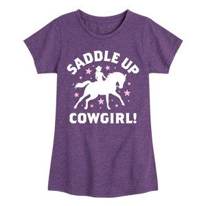 Girls' - Instant Message - Saddle Up Cowgirl Fitted Short Sleeve Graphic T-Shirt - 1 of 4