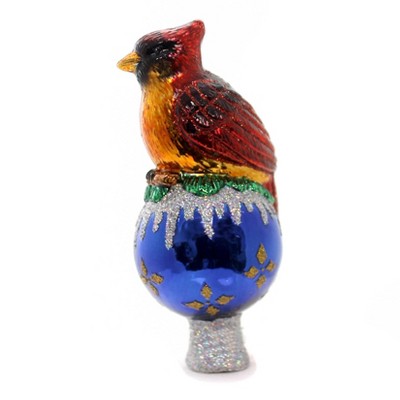 Red and Blue Glass Cardinal Bird Tree Topper