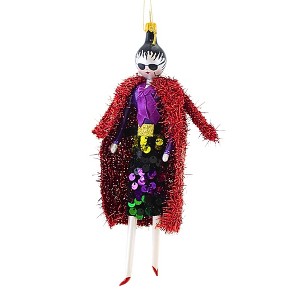 Italian Ornaments 7.0 Inch Serena In Red Coat & Sequin Skirt Fashionista Vogue Holiday Tree Ornaments - 1 of 3