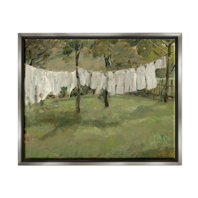 Stupell Industries Soothing Yard Clothesline Scene Framed Canvas