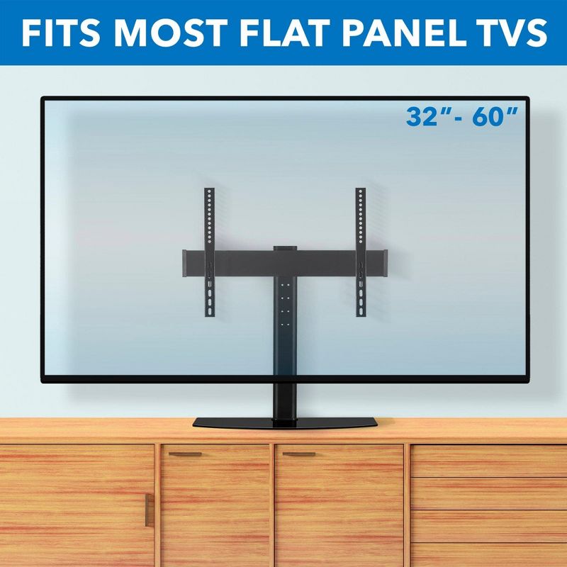 Mount-It! Height Adjustable Universal TV Stand Base Mount | Tabletop TV Stand for 32 to 60 in. Screens with Tempered Glass Base | Holds Up to 88 Lbs., 5 of 9