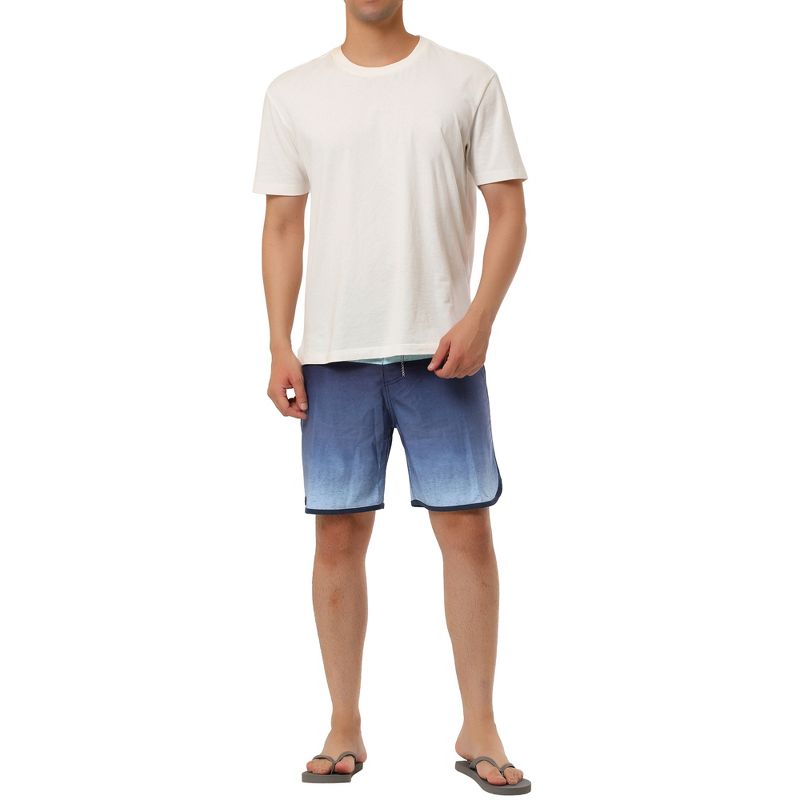 TATT 21 Men's Summer Casual Color Block Gradient Printed Swim Board Shorts, 2 of 7