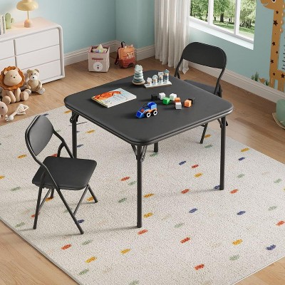 Nasitip Folding Kids Table and Chairs Set, Square Children Activity Table and Chairs Set for Dining Room,Daycare,Classroom