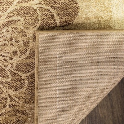 Ivory and Multicolor Floral Patchwork Area Rug, 2'3" x 8'
