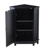 PDTEND Modern Style Bathroom Cabinet Triangle Corner Floor Storage Cabinet with Adjustable Shelf - 3 of 4