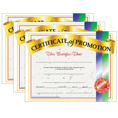 Hayes Publishing Certificate of Promotion, 8.5" x 11", 30 Per Pack, 3 Packs