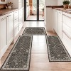 FURNIinspire Floor Mats Home 3 Piece Kitchen Rug Machine Washable Floor Mat for Living Room, Vintage Carpet, Non Slip, Grey, 60"*20" - 2 of 4