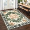 Washable Vintage Rug Non Slip Low Pile Rug Soft Retro Medallion Distressed Throw Floor Cover Foldable Indoor Carpet for Living Room Bedroom Playroom - 3 of 4