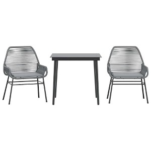 vidaXL Garden Dining Set Grey PE rattan 2-Seater Removable Covers - 1 of 1