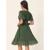 Seta T Women's Flowy Chiffon Summer Smocked V Neck Flutter Short Sleeve Ruffle Mini Dress - 4 of 4