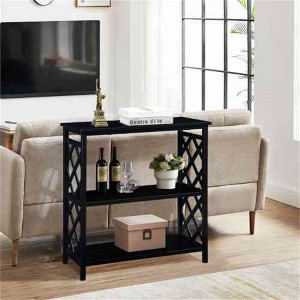 YONWAY Console Table 3-Tier with Storage Shelves,Open Bookshelf Bookcase with Solid Wood Legs for Hallway, Living Room and Bedroom - 1 of 4
