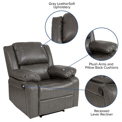 Gray LeatherSoft Recliner with Metal Frame