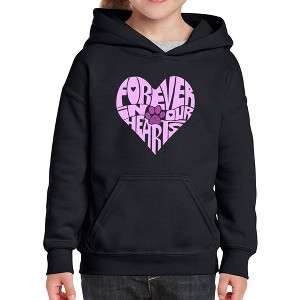 LA Pop Art Forever In Our Hearts - Girl's Word Art Hooded Sweatshirt - 1 of 4