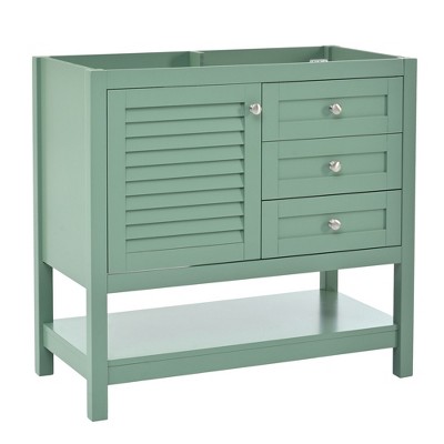 NicBex 35" Bathroom Storage Cabinet without Sink, Bathroom Vanity, 2 Drawers and 1 Cabinet with Soft-closing Door for Bathroom, Green