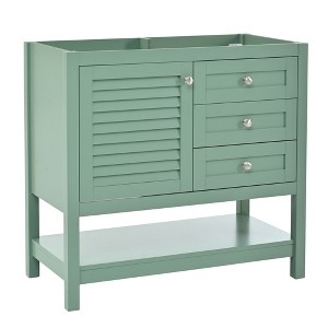 NicBex 35" Bathroom Storage Cabinet without Sink, Bathroom Vanity, 2 Drawers and 1 Cabinet with Soft-closing Door for Bathroom, Green - 1 of 4