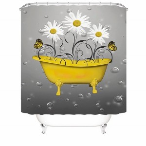 Yellow Bathtub Flower Shower Curtains for Bathroom Waterproof Fabric Bath Curtain Durable Soft Stylish Bathroom Decor 72x72 Inch - 1 of 1
