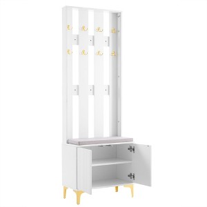 NicBex 23.6 inch Hall Tree for Hallway,4-in-1 Design Coat Racks with 8 Gold Hooks and Legs,Entryway Furniture for Hallway,Living Room,Bedroom - 1 of 4