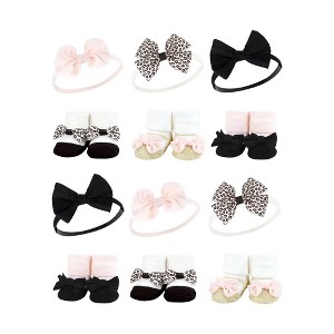 Hudson Baby Infant Girl 12Pc Headband and Socks Giftset, Light Pink Leopard, One Size - 1 of 2