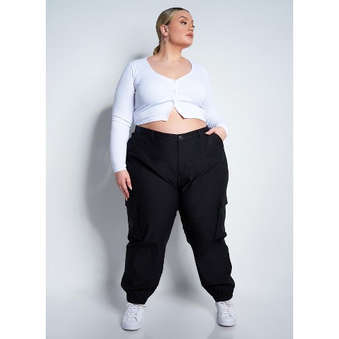 Rebdolls Women\'s Jogger Cargo Pants - Black - Large : Target | Stretchjeans