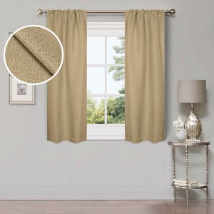 Classic Linen Design Room Darkening Semi-Blackout Curtains, Set of 2 by Blue Nile Mills - 1 of 4