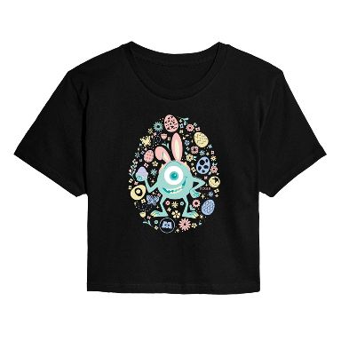 Women's Monsters Inc Mike Easter Egg Cropped Graphic T-Shirt - Black -  Medium : Target