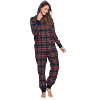 Ashford & Brooks Women's Flannel Hooded One Piece Pajama Union Jumpsuit - 2 of 4