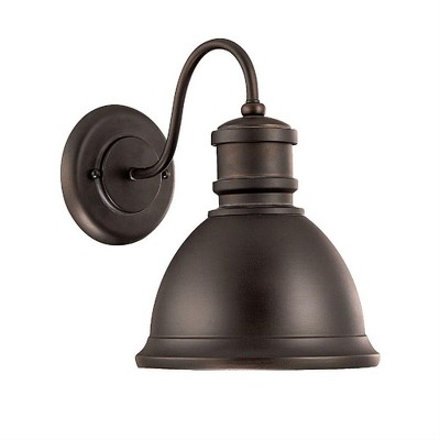 Old Bronze 1-Light Outdoor Wall Sconce with Metal Shade