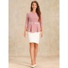 INSPIRE CHIC Women's 3/4 Sleeve Belted Elegant Business Work Peplum Top - 4 of 4