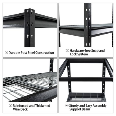 Atlas 72" Black Metal Heavy Duty Adjustable Garage Shelving