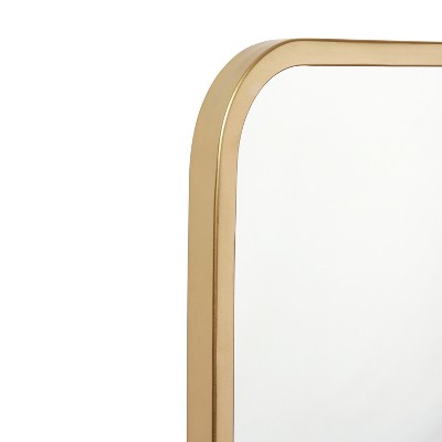 Large Rectangular Gold Metal Frame Wall Mirror