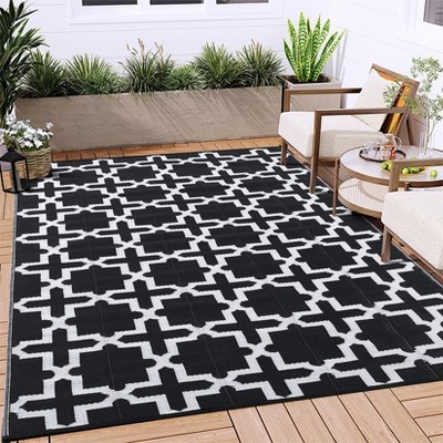 Outdoor Modern Woven Plastic Straw Carpet Lightweight Portable Erasable Large Area Rugs for Camping Garden Backyard Picnic Mat