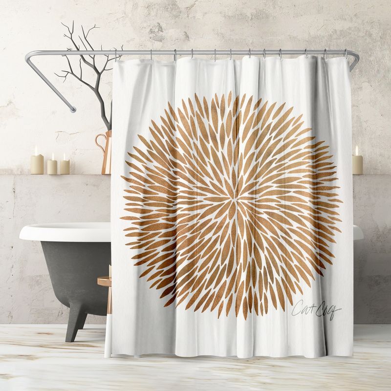 Americanflat 71" x 74" Shower Curtain, Rose Gold Burst by Cat Coquillette, 1 of 9
