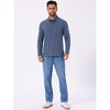 INSPIRE CHIC Men's Contrast Button Collared Pocket Long Sleeves Golf Polo T-Shirts - 2 of 4